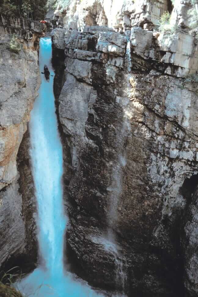 Tao breaking the world record waterfall descent. 98.4ft